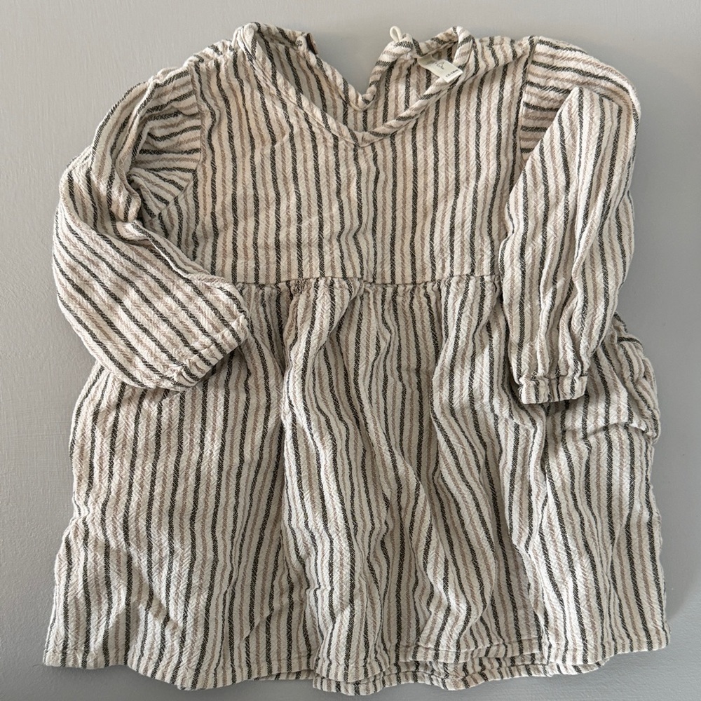 Rylee + Cru Cream and Brown Striped Dress